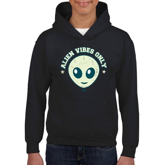 Alien Emoji Vibes Only - Retro UFO Space Graphic Youth's Hoodie