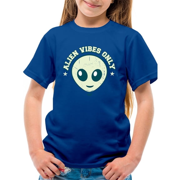 Alien Emoji Vibes Only - Retro UFO Space Graphic Youth's T-shirt