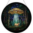 thumbnail image 1 of Alien Encounter in A Mystic Forest Suncatcher Stained Glass Window Hangings Sun Catchers Colorful Ornament Gifts for Women Mom Wife Halloween Christmas Housewarming, 1 of 5