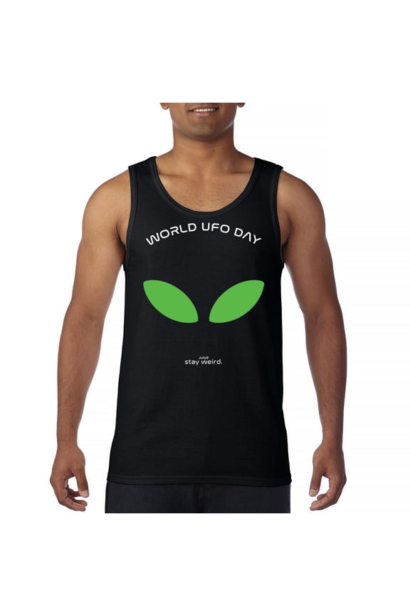 Alien Eyes Tank Top Funny Space UFO Hunter Believe Flying Saucer Universe July 2 World UFO Day Stay Weird Men's Top