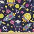 thumbnail image 1 of Alien Fabric by the Yard, Vibrant Concept of Spaceships Planets Satellites Astronaut Galactic Items, Decorative Upholstery Fabric for Sofas Home Accents, 5 Yards, Indigo Multicolor by Ambesonne, 1 of 4