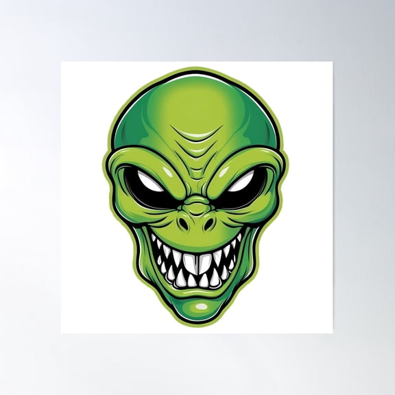 Alien Face Design Poster Wall Art, Modern Wall Decor For Living Room Bedroom, 24x24 UNFRAMED