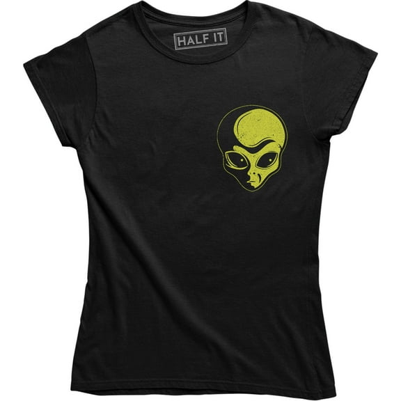 Alien Face Funny Pocket Sci Fi Space Horror Retro Fashion Women Tee Shirt