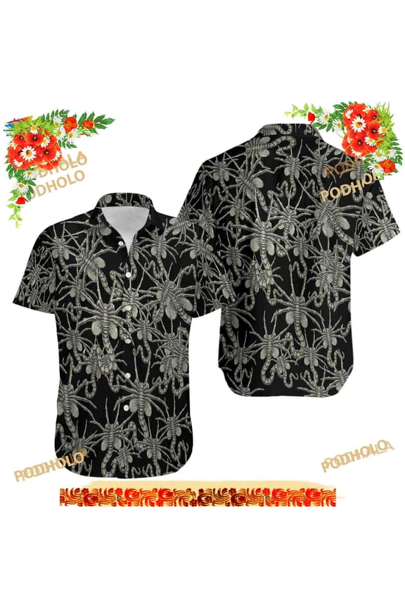 Alien Face Hugger Hawaiian Shirt 3D, Fatherday Gifts, Vacation Shirt