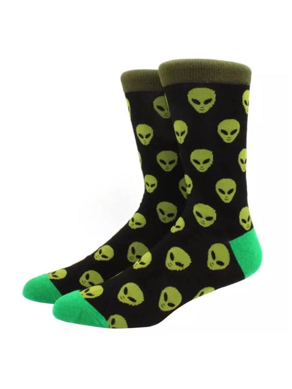 Alien Face Pattern Socks from the Sock Panda (Adult Large - Men's Shoe Sizes 8-12)