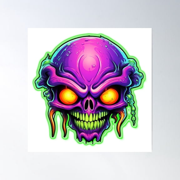 Alien Face Poster Wall Art, Modern Wall Decor For Living Room Bedroom, 24x24 UNFRAMED