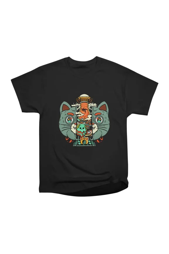 Alien Feline Odyssey T-Shirt Tee Gift For Him Merch For Her Apparel For Friend