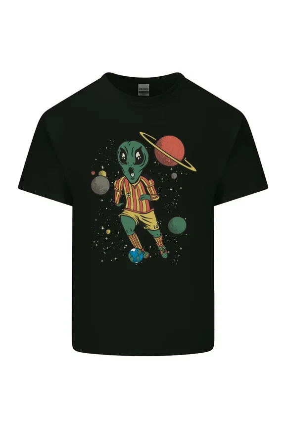 Alien Football Player Space Planets Soccer Mens Womens T-Shirt