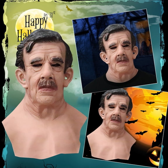 Alien Grandpa Face Wig Latex Headgear for Halloween Cosplay with Realistic Old Man Details and Breathable Design Suitable for Teens and Adults for Party Use