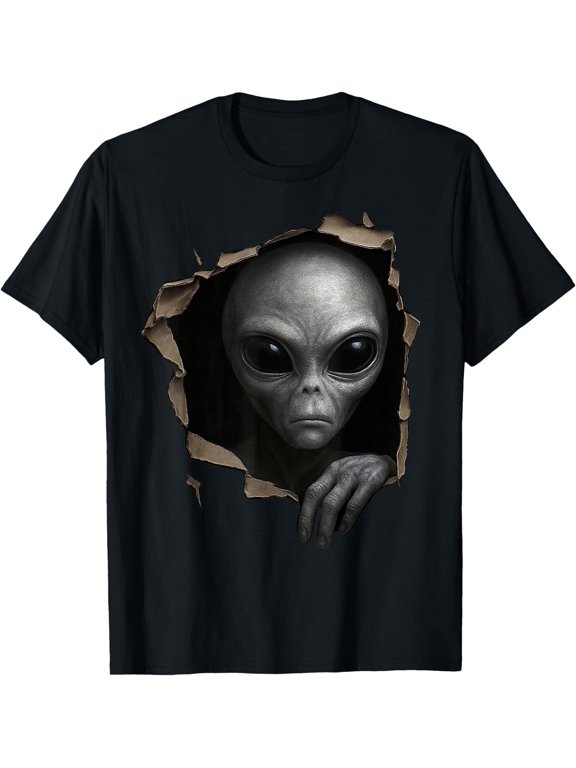 Alien Grey Torn Cloth Funny Extraterrestrial 3D Graphic T-Shirt
