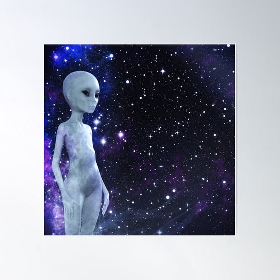 Alien Greys The Void Of Darkness Poster Wall Art, Modern Wall Decor For Living Room Bedroom, 24x24 UNFRAMED