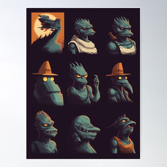 Alien Grid Poster Wall Art, Modern Wall Decor For Living Room Bedroom, 8x12 UNFRAMED