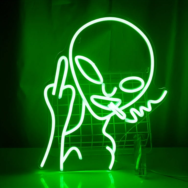 Alien Hat Cat Neon Signs for Wall Decor, 15.8x 11.8 Dimmable