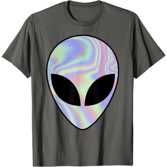 Alien Head Colorful Believe Unisex T-Shirt for Men Women Kids,Charcoal Color,Size M