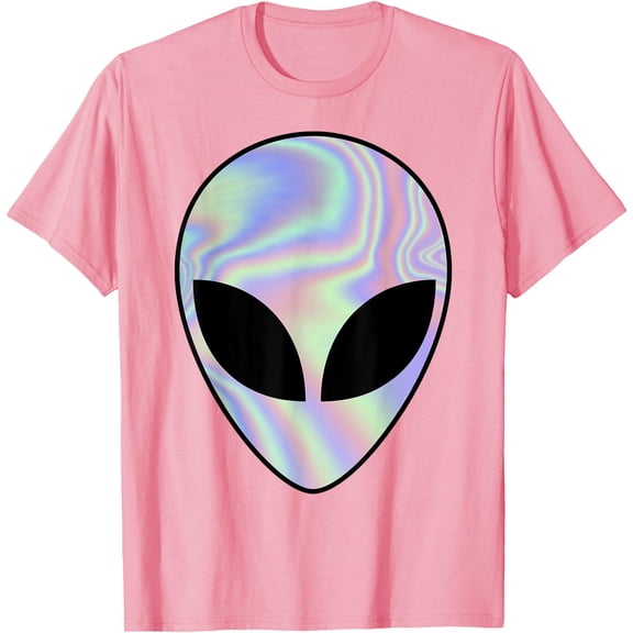 Alien Head Colorful Believe Unisex T-Shirt for Men Women Kids,Light Pink Color,Size M