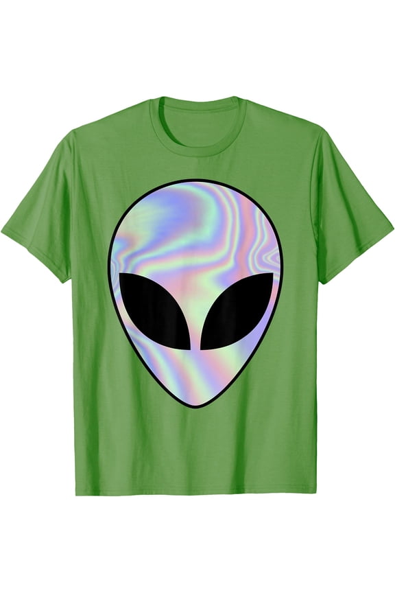 Alien Head Colorful Believe Unisex T-Shirt for Men Women Kids,Lime Color,Size M