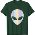 thumbnail image 1 of Alien Head Colorful Pastel Unisex T-Shirt for Men Women Kids,Forest Green Color,Size YS, 1 of 5
