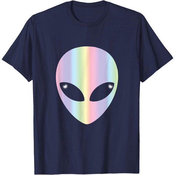 Alien Head Colorful Pastel Unisex T-Shirt for Men Women Kids,Navy Color,Size 4T