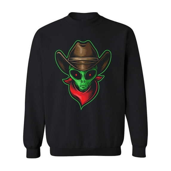 Alien Head Cowboy Logo Sweatshirt Men -Image by Shutterstock, Male XX-Large