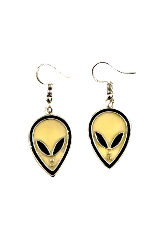 Alien Head Earrings Enamel Finish 1 Pair UFO Jewelry