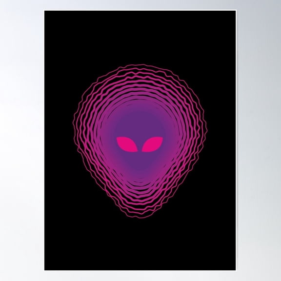 Alien Head Glow - Purple Poster Wall Art, Modern Wall Decor For Living Room Bedroom, 24x36 UNFRAMED