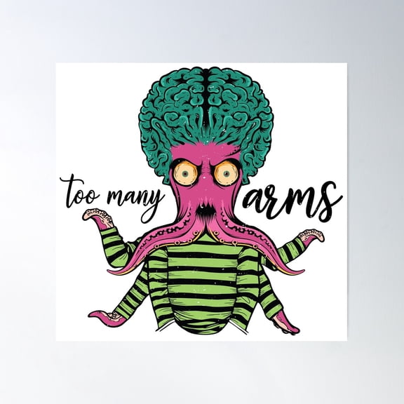 Alien Head Kraken Really Fed Up With His Arms Poster Wall Art, Modern Wall Decor For Living Room Bedroom, 17x17 UNFRAMED