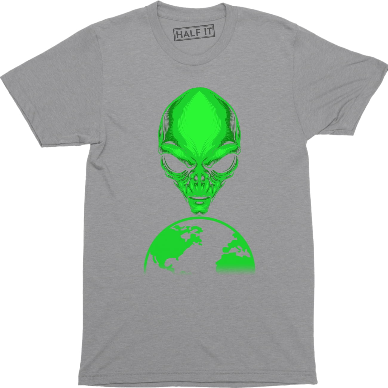 Alien Head Men's Full Front Sci Fi Ufo Space Travel Galaxy Planet T ...