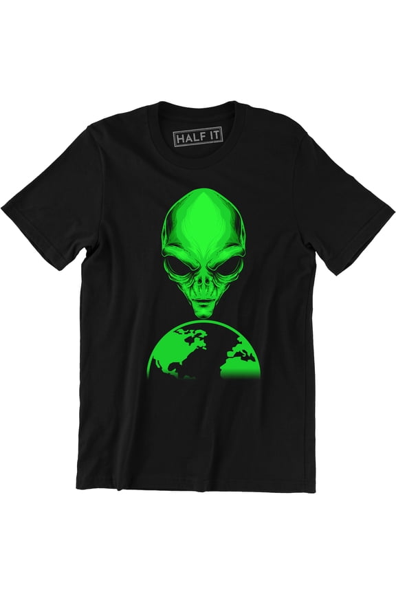 Alien Head Men's Full Front Sci Fi Ufo Space Travel Galaxy Planet T-Shirt