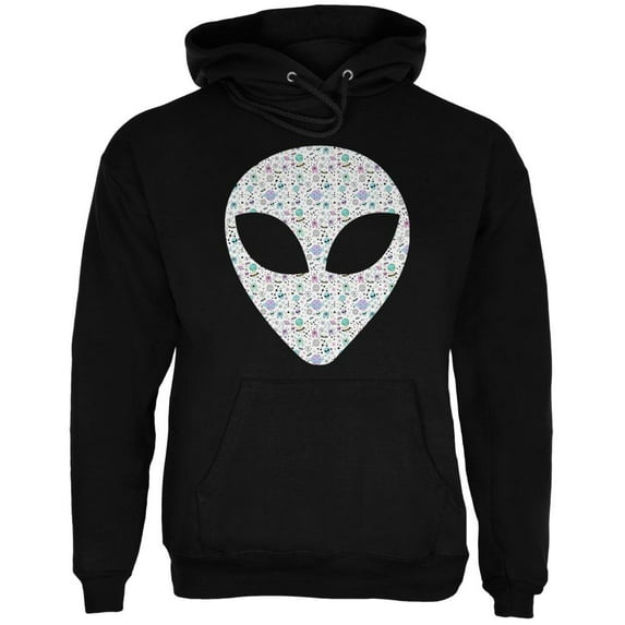 Alien Head Outer Space Elements Mens Hoodie Black MD