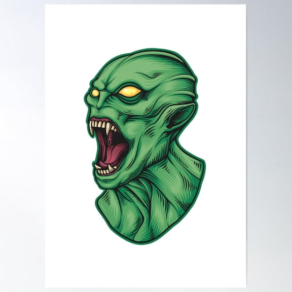 Alien Head Poster Wall Art, Modern Wall Decor For Living Room Bedroom, 12x18 UNFRAMED