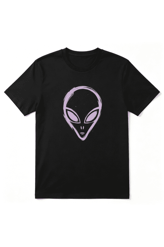 Alien Head Retro Graphic Tee For Men And Women, Playful Party Cotton Short Sleeves T-Shirt