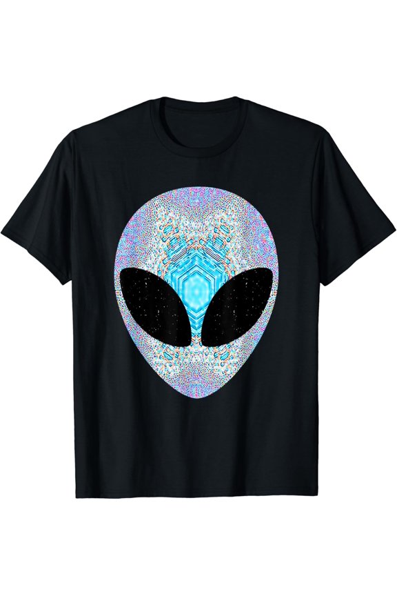 Alien Head T-Shirt Colorful Alien Rave Tee Believe Ufo T-Shirt