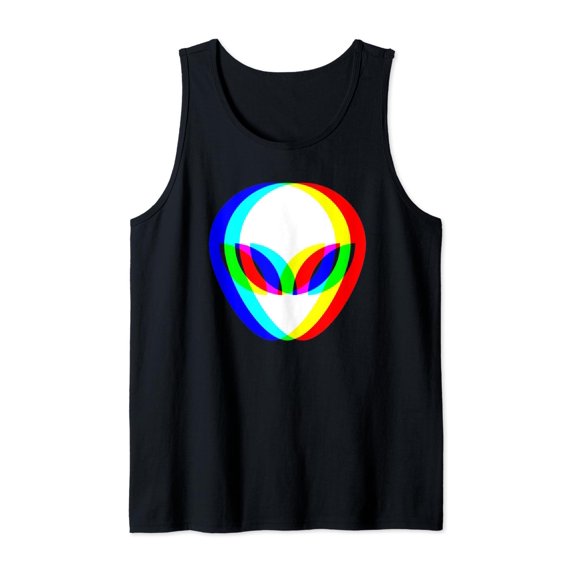 Alien Head Trippy Vaporwave Techno Rave Edm Music Festival Tank Top Size S-3XL