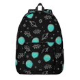 thumbnail image 1 of Alien Head and UFO Deep Black Pattern Backpack for School, Cute School Bag with Adjustable Shoulder Straps and Padded Back, 15.7"x11.8"x5.5", 1 of 5