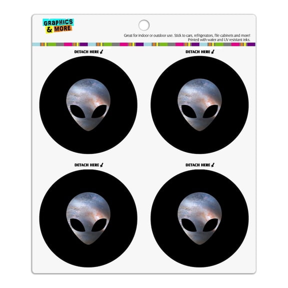 Alien Head in Space Refrigerator Fridge Locker Vinyl Circle Magnet Set