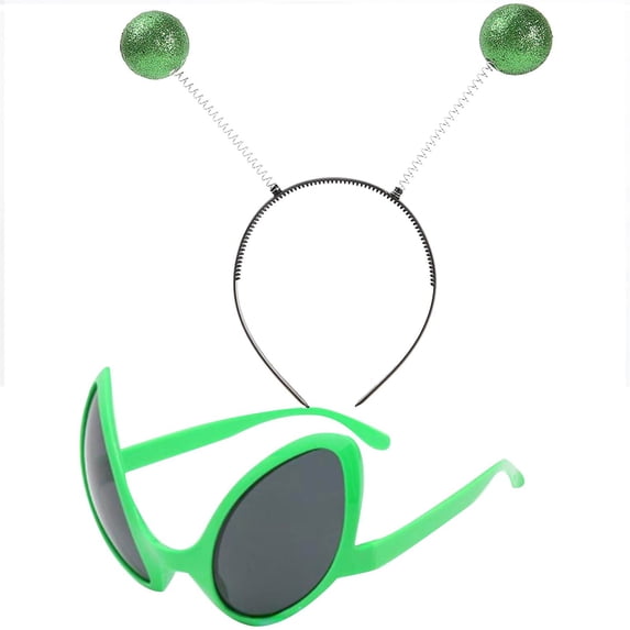 Alien Headband Alien Glasses Set Boppers Antenna Headband Rainbow Lens Sunglasses for Alien Theme Halloween Party Supplies