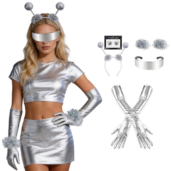 Alien Headband With Antenna Glasses And Space Theme For Sci Fi Party