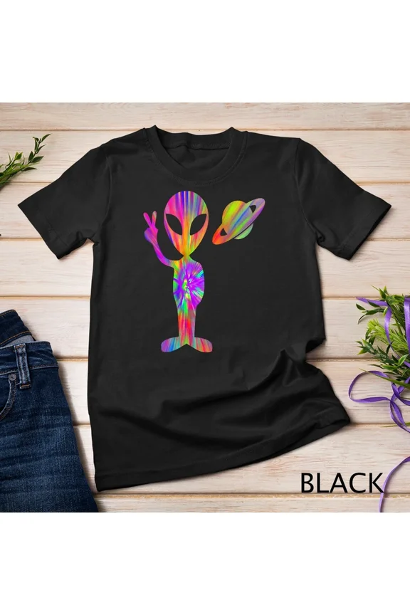 Alien Hippie Saturn Silhouette UFO Roswell Novelty Graphic Tee Shirt,for unisex up to 5XL