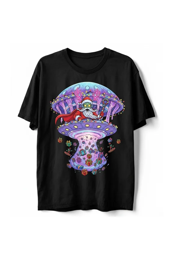 Alien Holiday Funny Sci-Fi Retro Christmas Celebration Unisex T-Shirt, up to size 5XL
