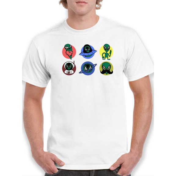 Alien Icons T-Shirt Men -Smartprints Designs, Male Medium