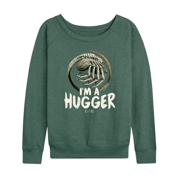 Alien - Im Hugger Women's Lightweight French Terry Wide Neck Long Sleeve Graphic Shirt