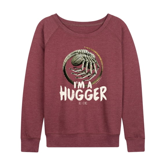 Alien - Im Hugger Women's Lightweight French Terry Wide Neck Long Sleeve Graphic Shirt
