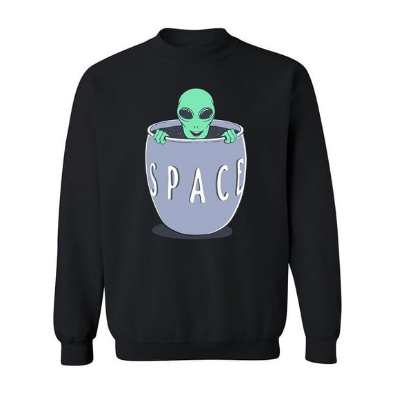 Alien In Coffee Mug Sweatshirt Men -Image by Shutterstock, Male 3X-Large