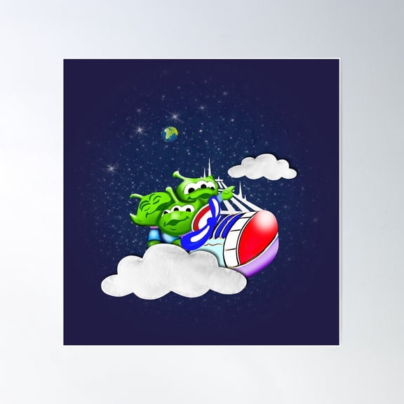 Alien In Rocket Poster Wall Art, Modern Wall Decor For Living Room Bedroom, 24x24 UNFRAMED