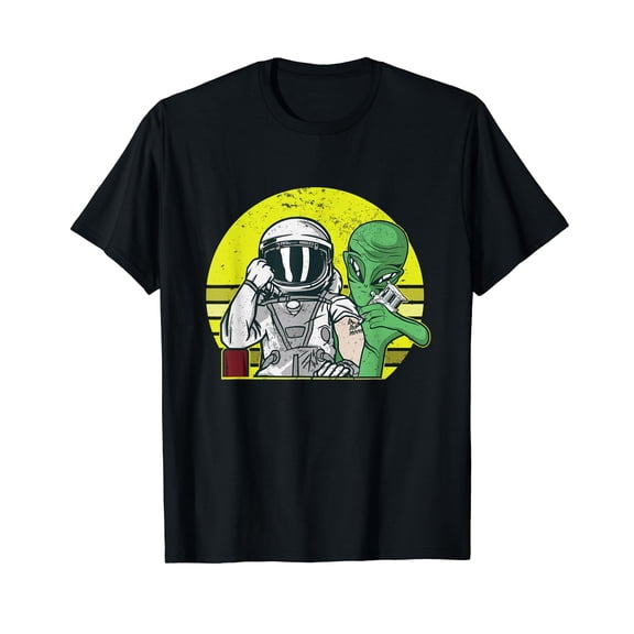Alien Inking Astronaut I Outer Space I Tattoo Artist Black T-Shirt