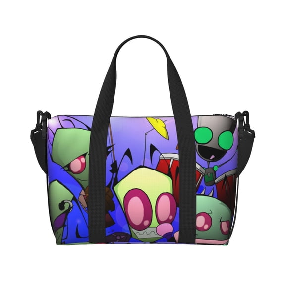 Alien Invader Zim Duffle Bag Overnighter Weekender Travel Bag Tote Carry On Bag School Practice Handbag Crossbody Fitness Bag For Women Men Boys Girls