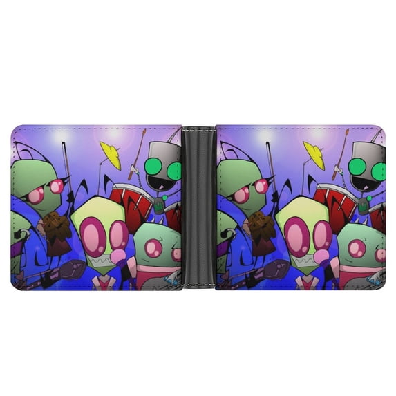 Alien Invader Zim PU Leather Bifold Wallet Money Organizers Gift With Card Slots For Men And Women