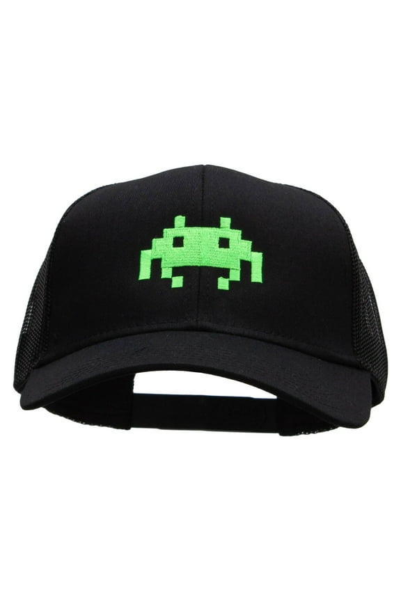 Alien Invades Embroidered Solid Cotton Twill Mesh Prostyle Cap - Black OSFM