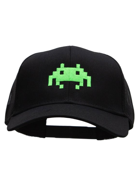 Alien Invades Embroidered Solid Cotton Twill Mesh Prostyle Cap - Black OSFM