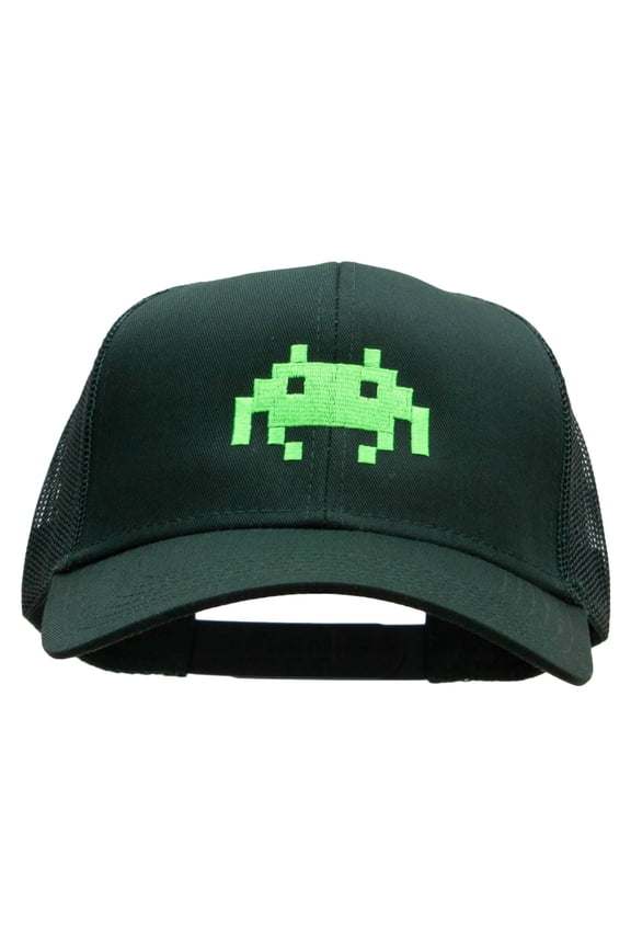 Alien Invades Embroidered Solid Cotton Twill Mesh Prostyle Cap - Dk Green OSFM